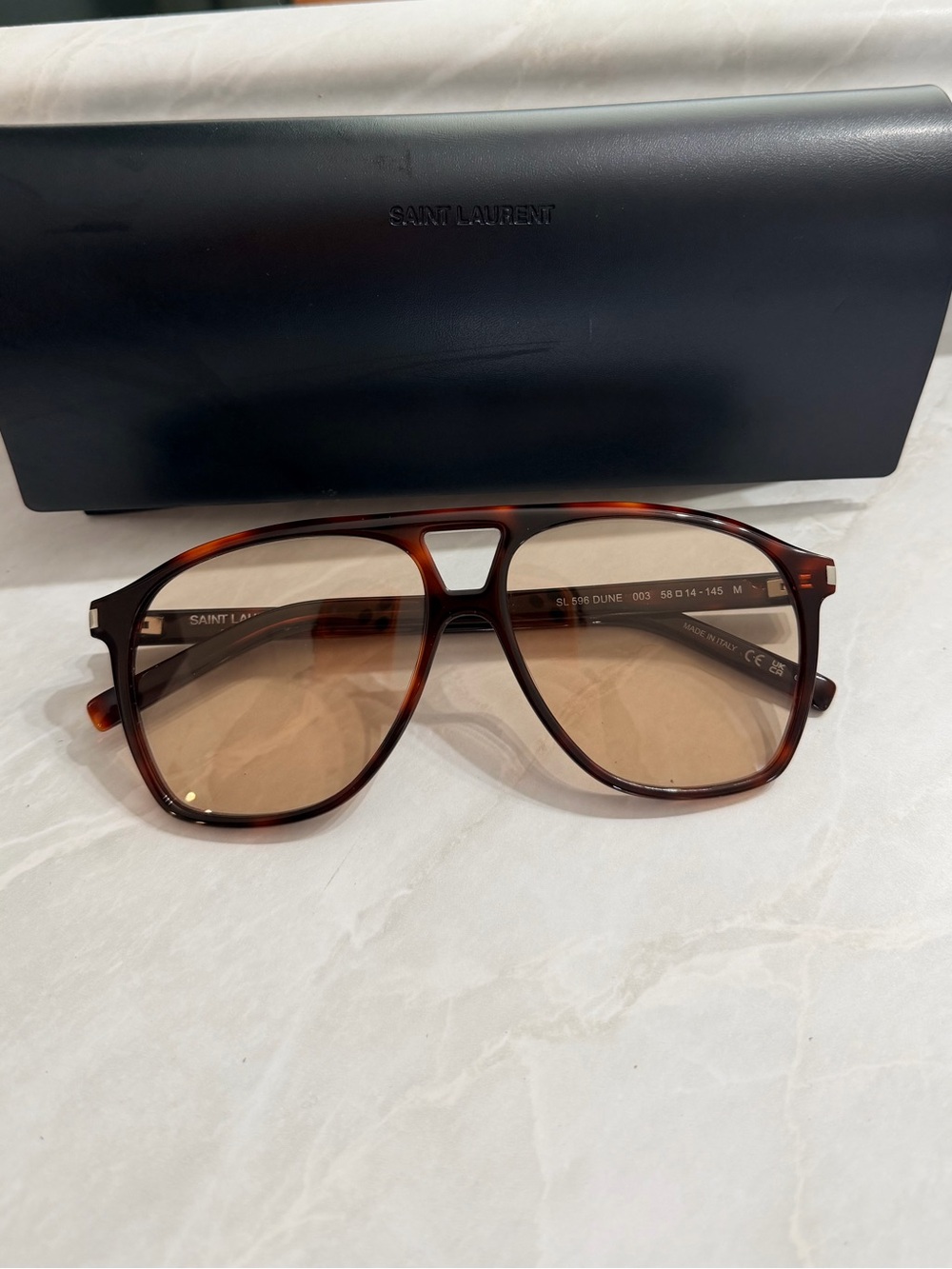 100% Authentic Saint Laurent SL 596 Dune Sunglasses in Havana Brown